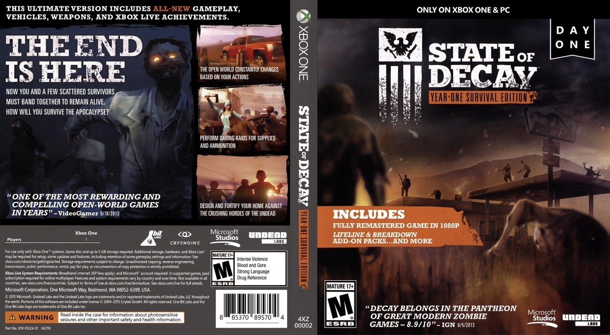 State of Decay: Year-One Survival Edition - Day One — box-texture (US)