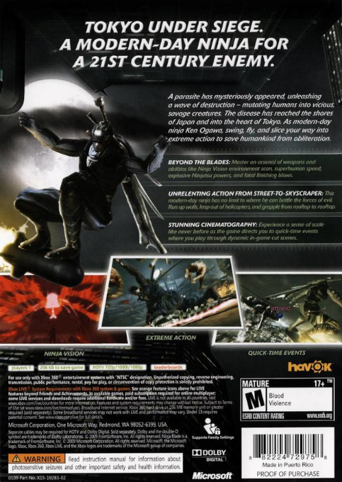 Ninja Blade — box-2D-back (US)