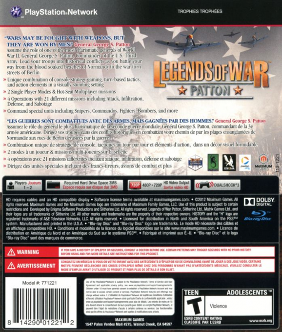 History Legends of War - Patton — box-2D-back (US)