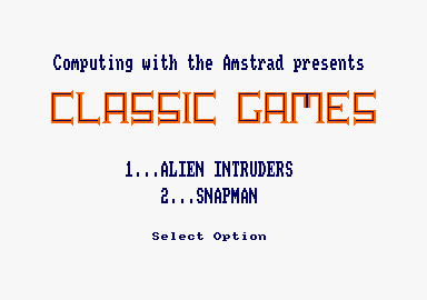 Classic Games On The Amstrad Vol. 1 — sstitle (EU)