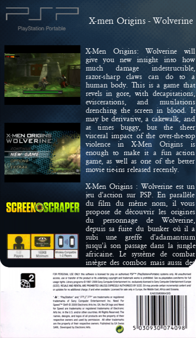 X-Men Origins - Wolverine — box-2D-back (SS)