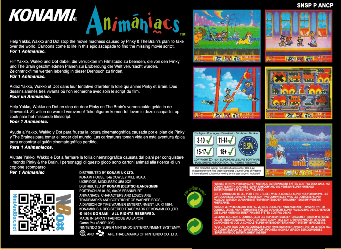 Animaniacs — box-2D-back (EU)