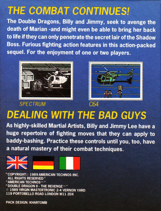 Double Dragon 2 - The Revenge — box-2D-back (EU)