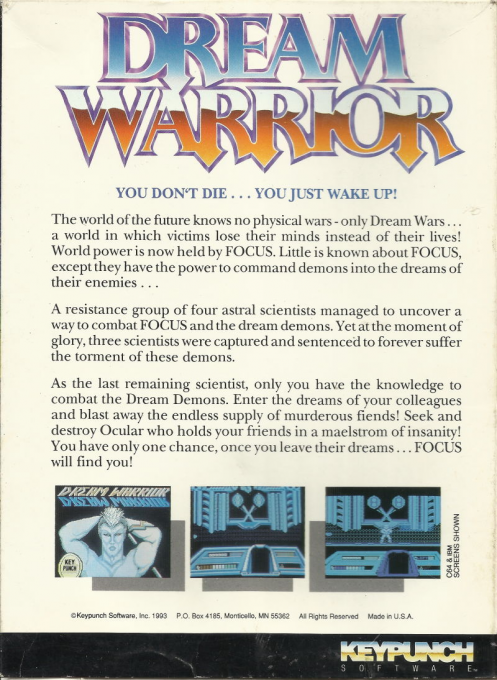 Dream Warrior — box-2D-back (US)