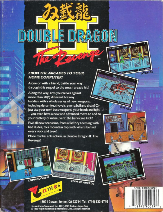 Double Dragon 2 - The Revenge — box-2D-back (US)
