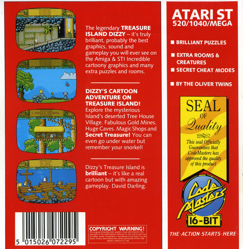 Dizzy 2 - Treasure Island Dizzy — box-2D-back (EU)
