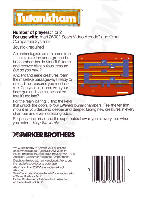 Tutankham — box-2D-back (US)