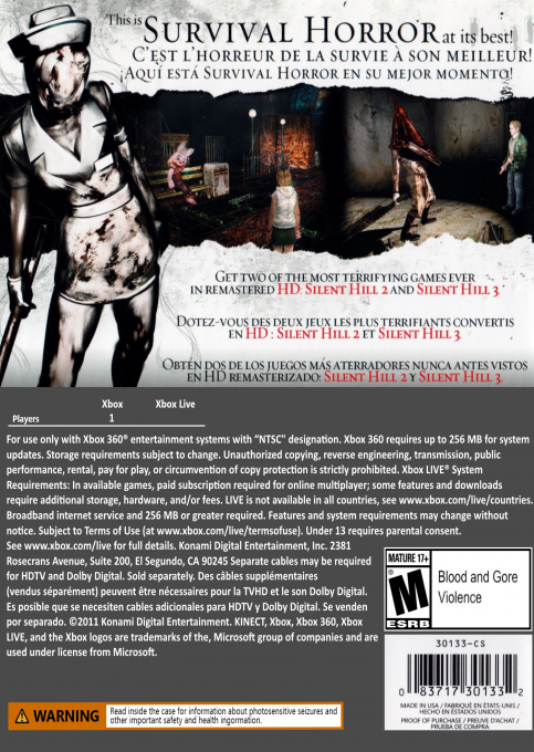 Silent Hill - HD Collection — box-2D-back (US)