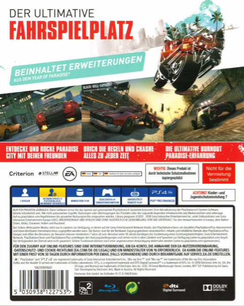 Burnout: Paradise - Remastered — box-2D-back (DE)