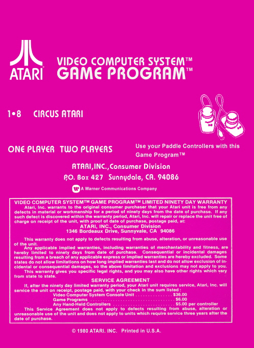 Circus Atari — box-2D-back (US)