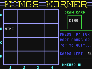 Kings Korner Solitaire — ss (WOR)