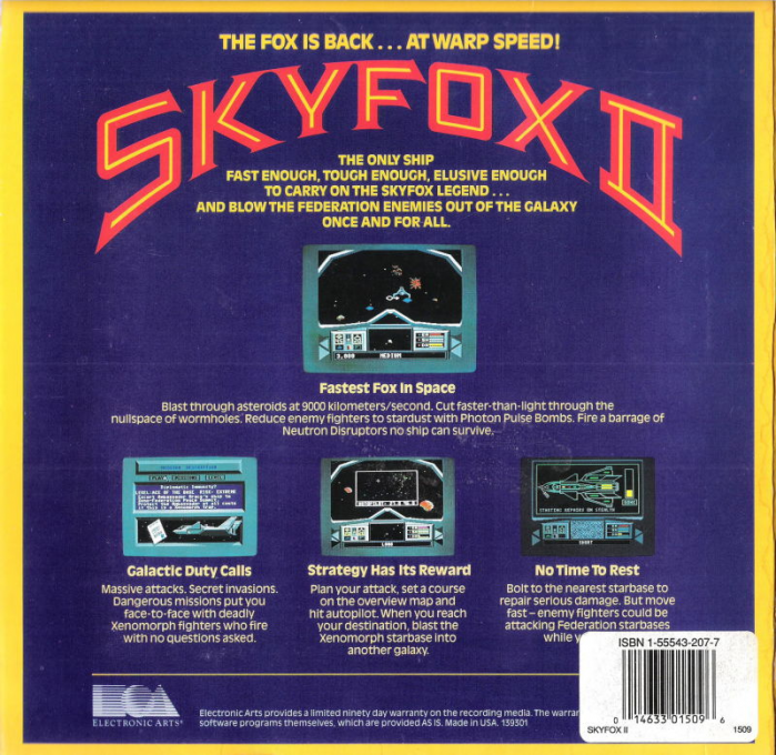 Skyfox II - The Cygnus Conflict — box-2D-back (US)
