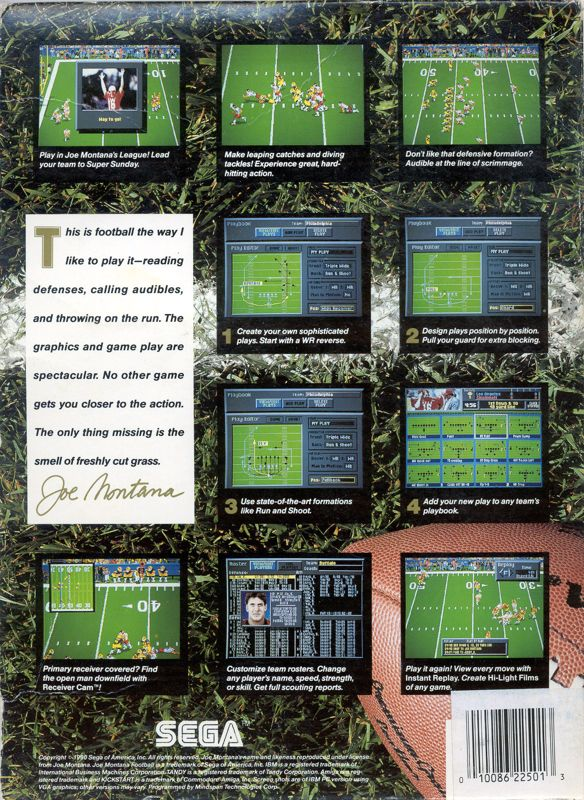 Joe Montana Football — box-2D-back (US)