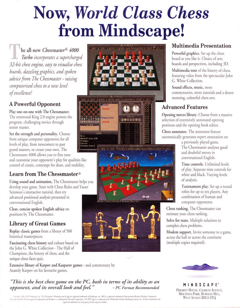 The Chessmaster 4000 Turbo — box-2D-back (UK)