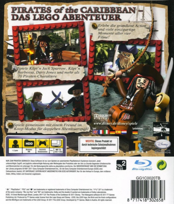 LEGO Pirates of the Caribbean - The Video Game — box-2D-back (DE)