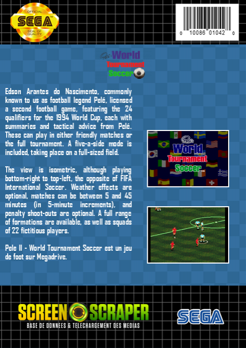 Pele's World Tournament Soccer — box-2D-back (SS)
