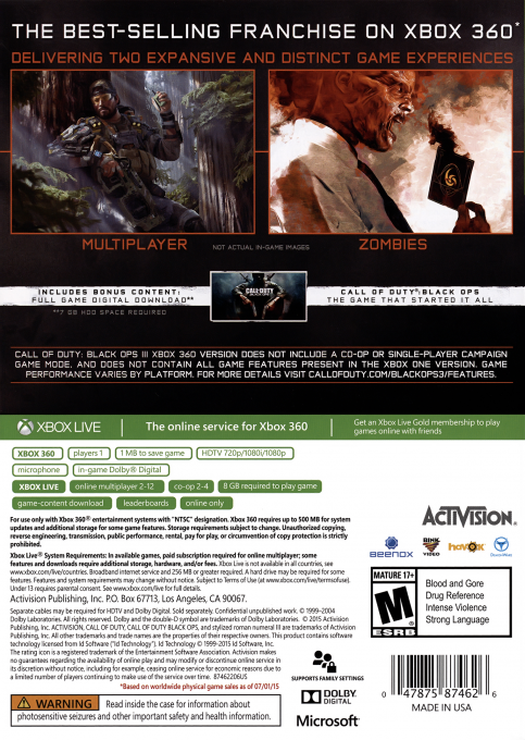 Call of Duty - Black Ops III — box-2D-back (US)