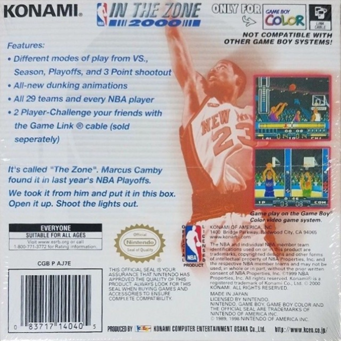 Nba In The Zone 2000 — box-2D-back (US)