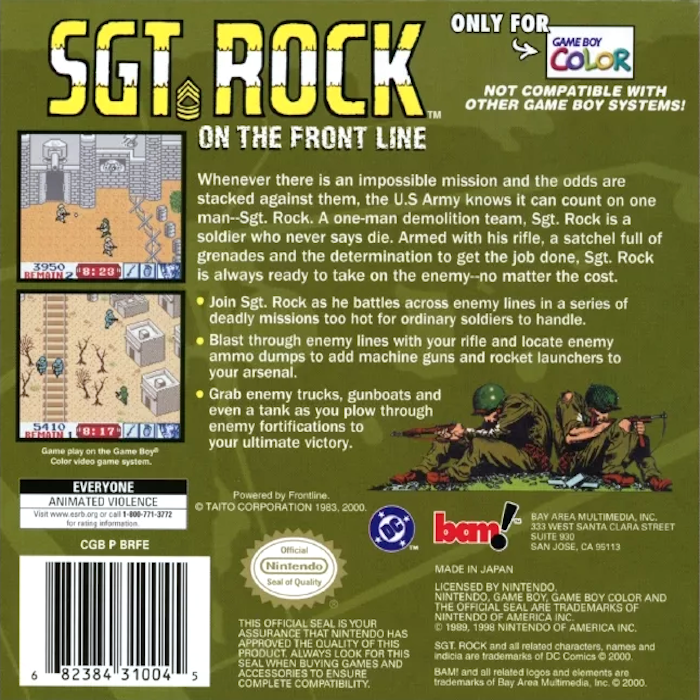 Sgt. Rock - On the Frontline — box-2D-back (US)
