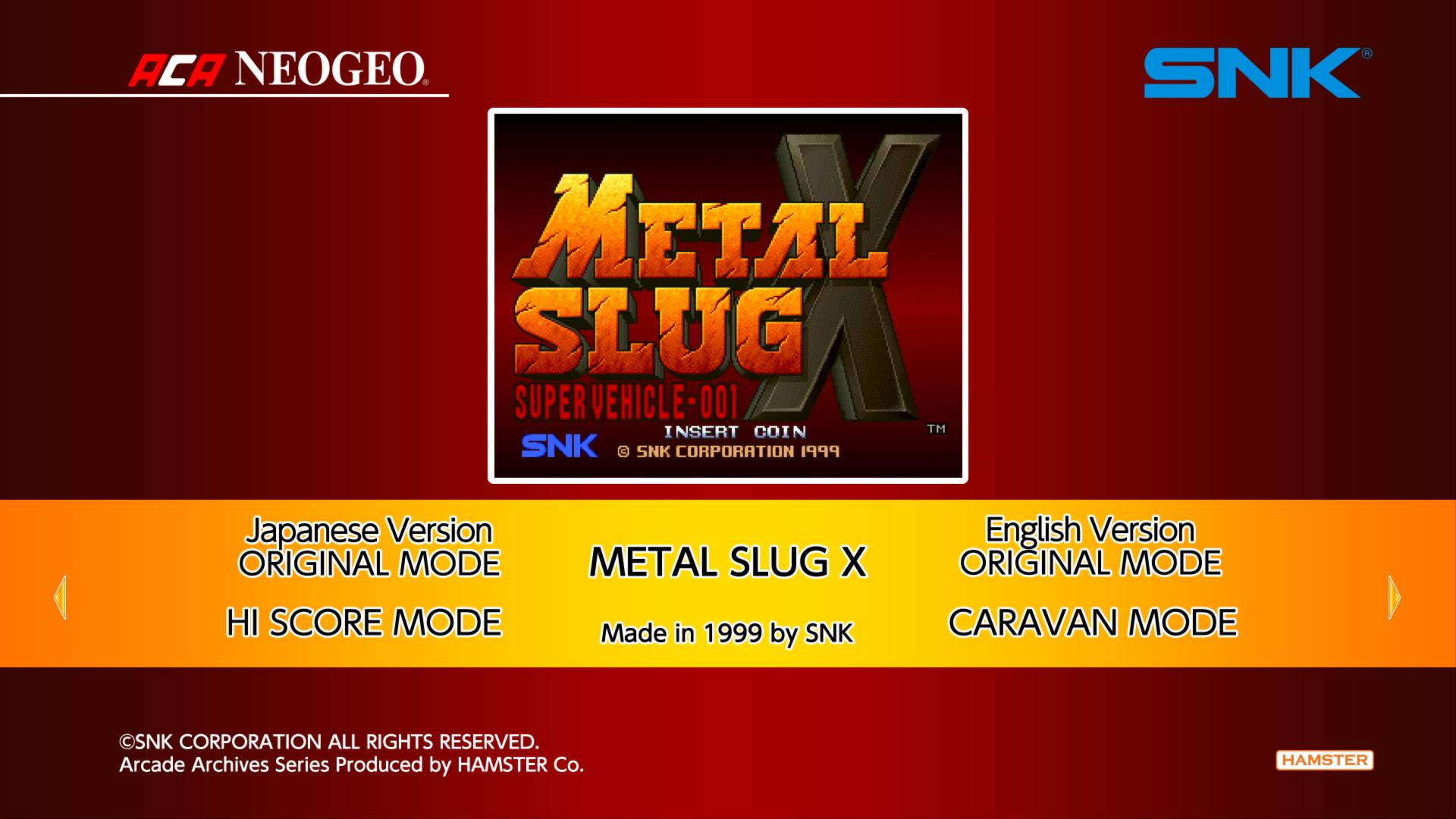 Aca Neogeo Metal Slug X — sstitle (US)
