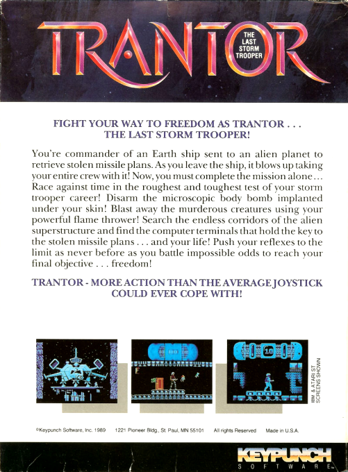 Trantor - The Last Stormtrooper — box-2D-back (US)