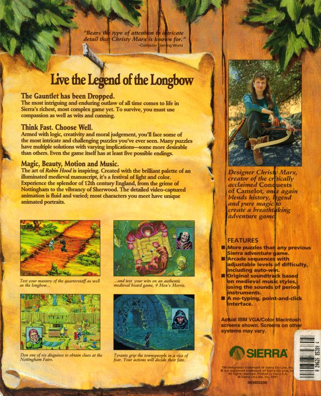 Conquests Of The Longbow - The Legend Of Robin Hood — box-2D-back (US)