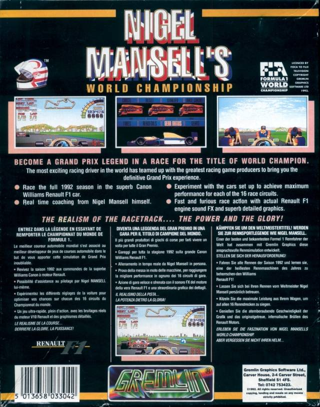 Nigel Mansell's World Championship — box-2D-back (EU)