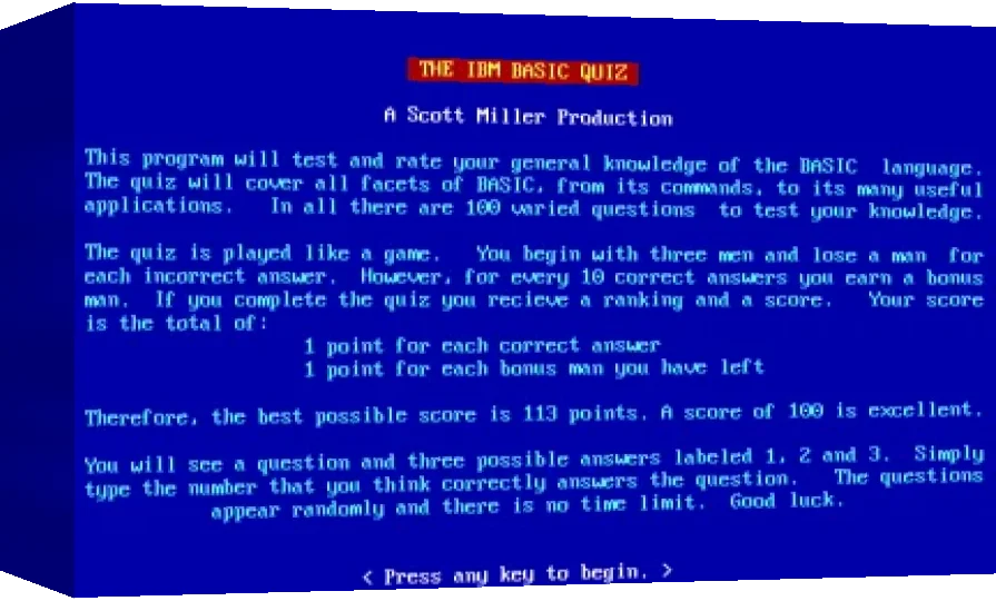 Ibm Basic Quiz, The — box-3D (WOR)