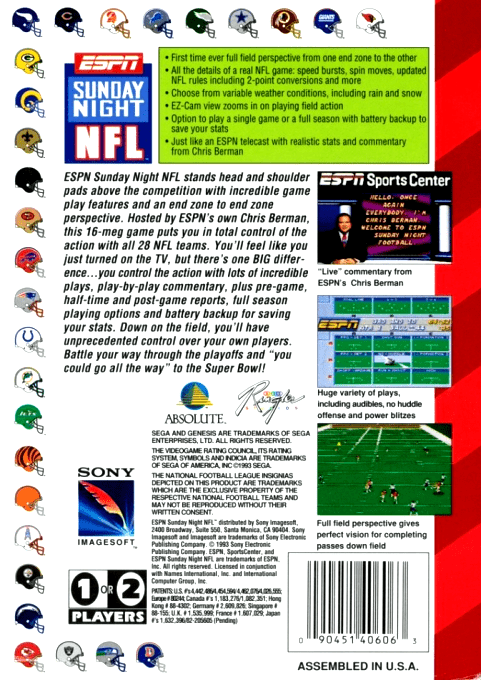 Espn Sunday Night Nfl — box-2D-back (US)