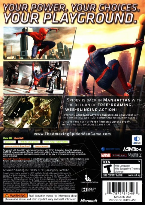 Amazing Spider-man, The — box-2D-back (US)