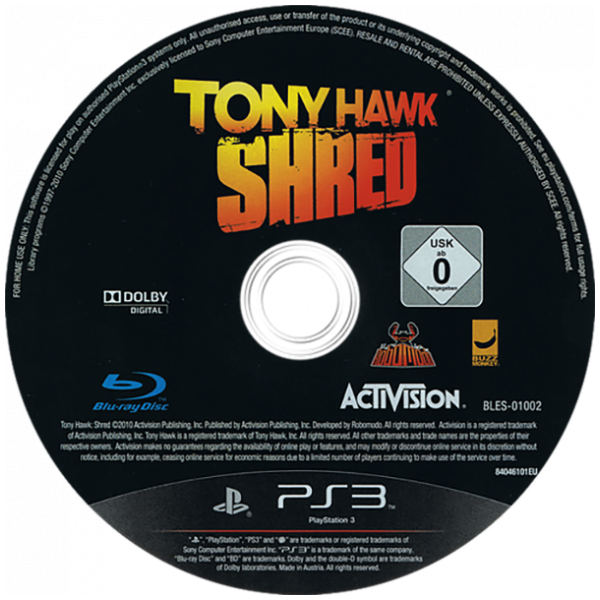 Tony Hawk - Shred — support-2D (EU)