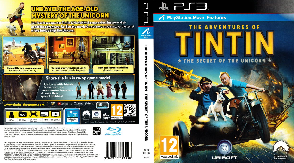 Adventures of Tintin, The - The Game — box-texture (EU)