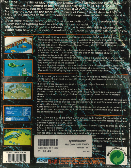 Sabre Team — box-2D-back (EU)