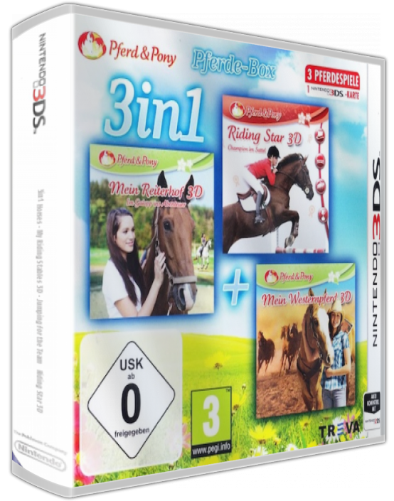 3in1 Horses - My Riding Stables 3D - Jumping for the Team + Riding Star 3D + My Western Horse 3D — box-3D (EU)
