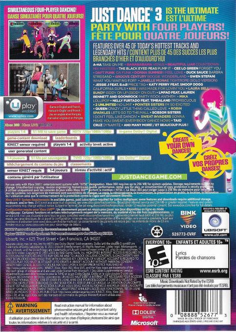 Just Dance 3 — box-2D-back (CA)