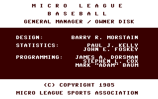 MicroLeague Baseball : General Manager : Owner Dis — sstitle (WOR)
