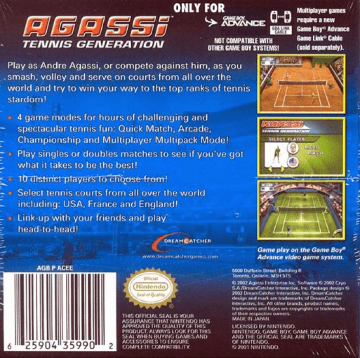 Agassi Tennis Generation — box-2D-back (US)