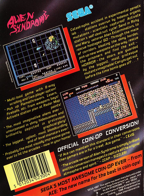 Alien Syndrome — box-2D-back (EU)