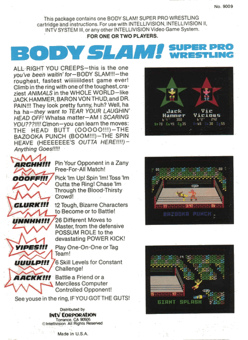 Body Slam! - Super Pro Wrestling — box-2D-back (WOR)
