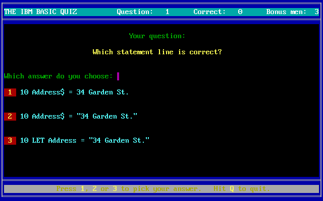 Ibm Basic Quiz, The — ss (WOR)