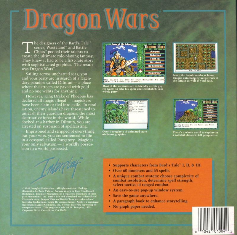 Dragon Wars — box-2D-back (US)