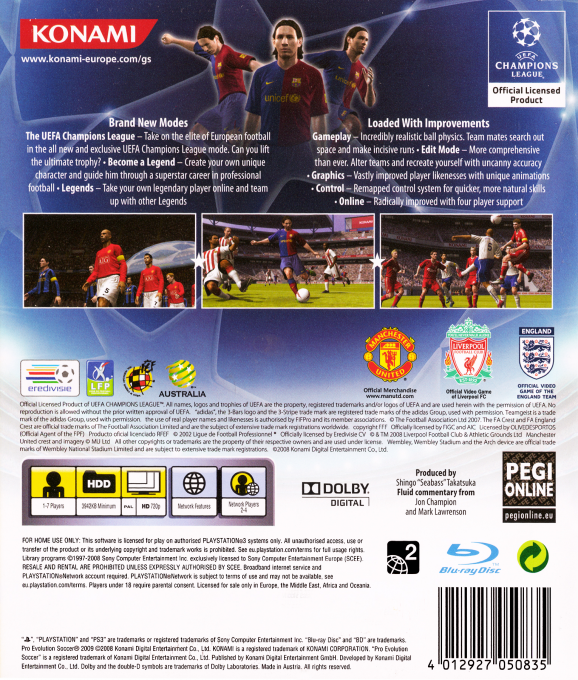 PES 2009 - Pro Evolution Soccer — box-2D-back (EU)