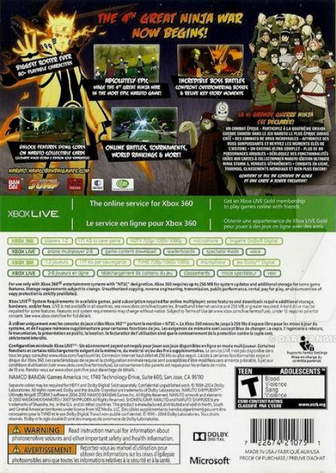 Naruto Shippuden - Ultimate Ninja Storm 3 — box-2D-back (US)