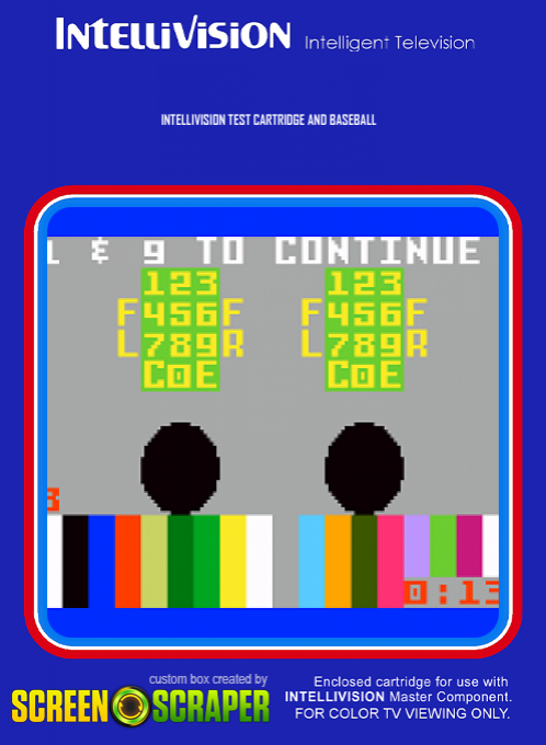 Intellivision Test Cartridge And Baseball box art
