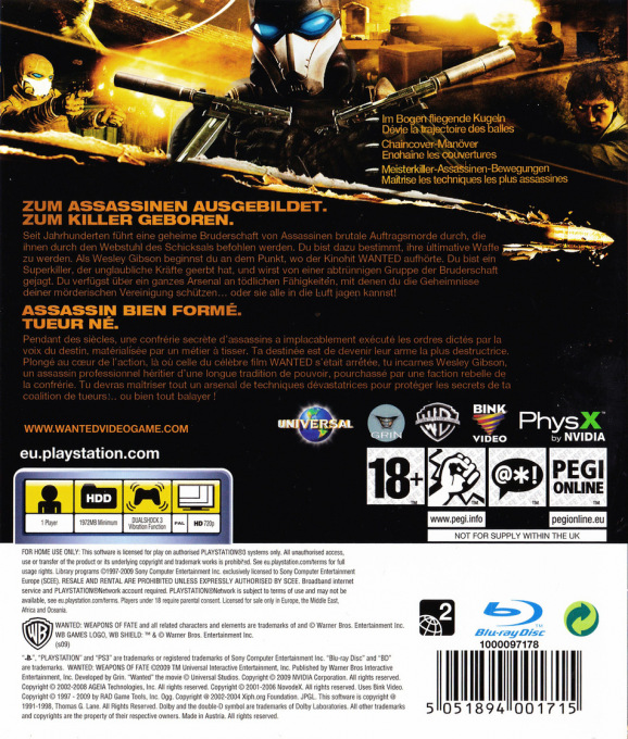 Wanted - Weapons of Fate — box-2D-back (DE)