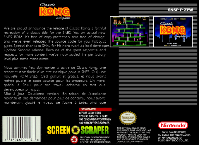 Classic Kong Complete — box-2D-back (SS)