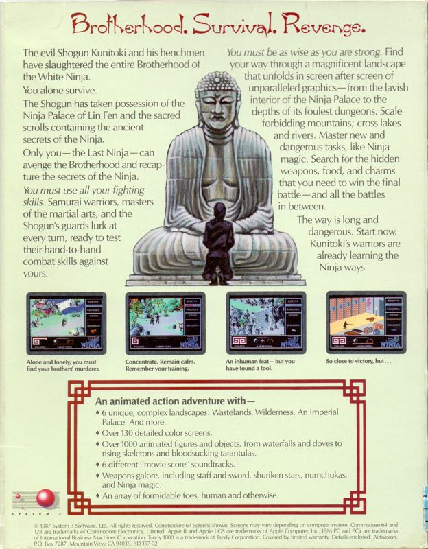 Last Ninja, The — box-2D-back (US)