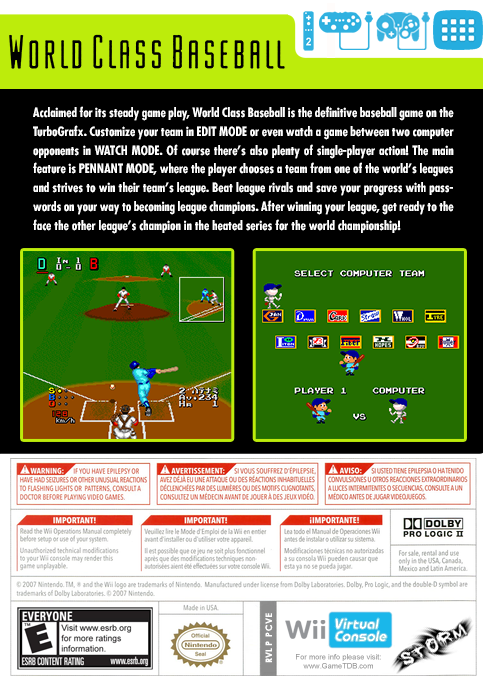 World Class Baseball — box-2D-back (US)