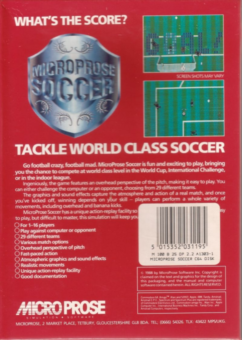 Microprose Soccer — box-2D-back (EU)