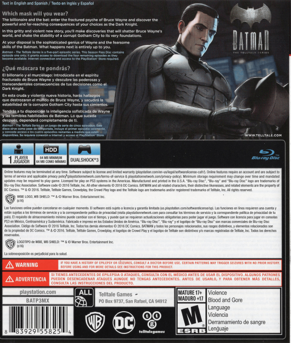 Batman - The Telltale Series — box-2D-back (US)